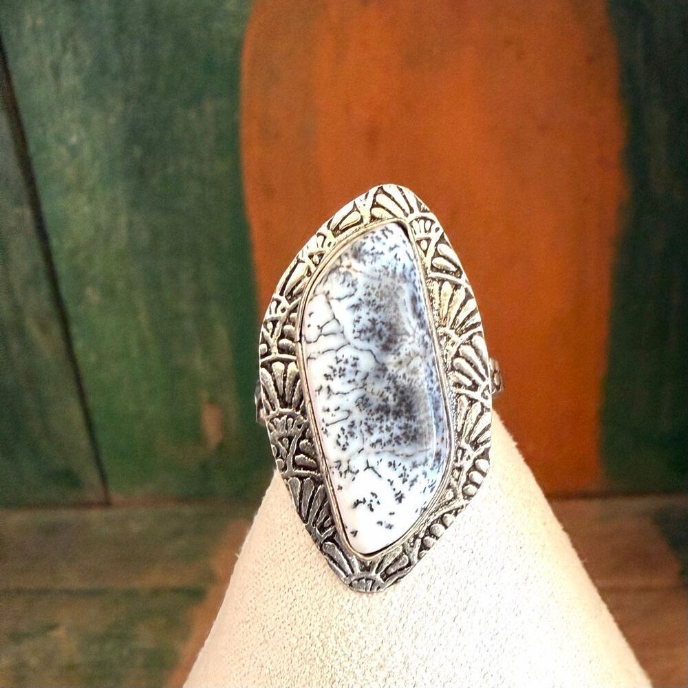 Dendritic Agate Statement Ring - image 1